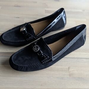 Coach Fonda Black Suede and Patent Leather‎ Loafers Flats Driving Moc Size 9.5